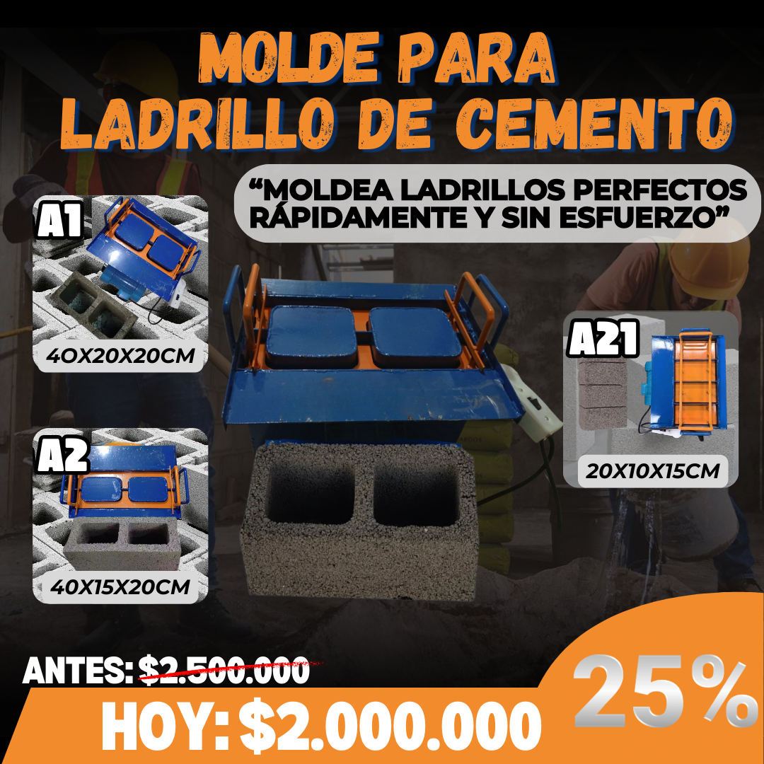 MOLDE PARA LADRILLO DE CEMENTO 25%OFF🔥