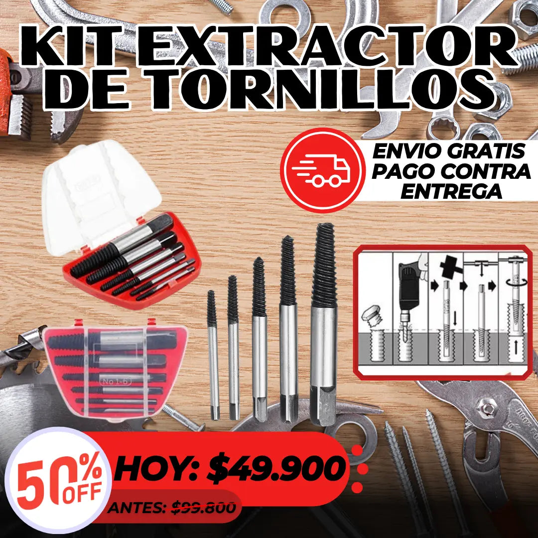 KIT EXTRACTOR DE TORNILLOS. 50% OFF